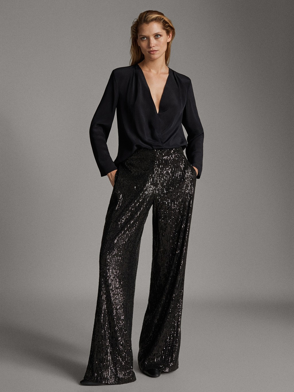 Pantalones De Lentejuelas Dorados Para Mujer, Brillantes Y Con Purpurina, Ideales Para Fiestas, Discoteca, Carnaval Y Baile, Cintura Elástica Y Corte Palazzo