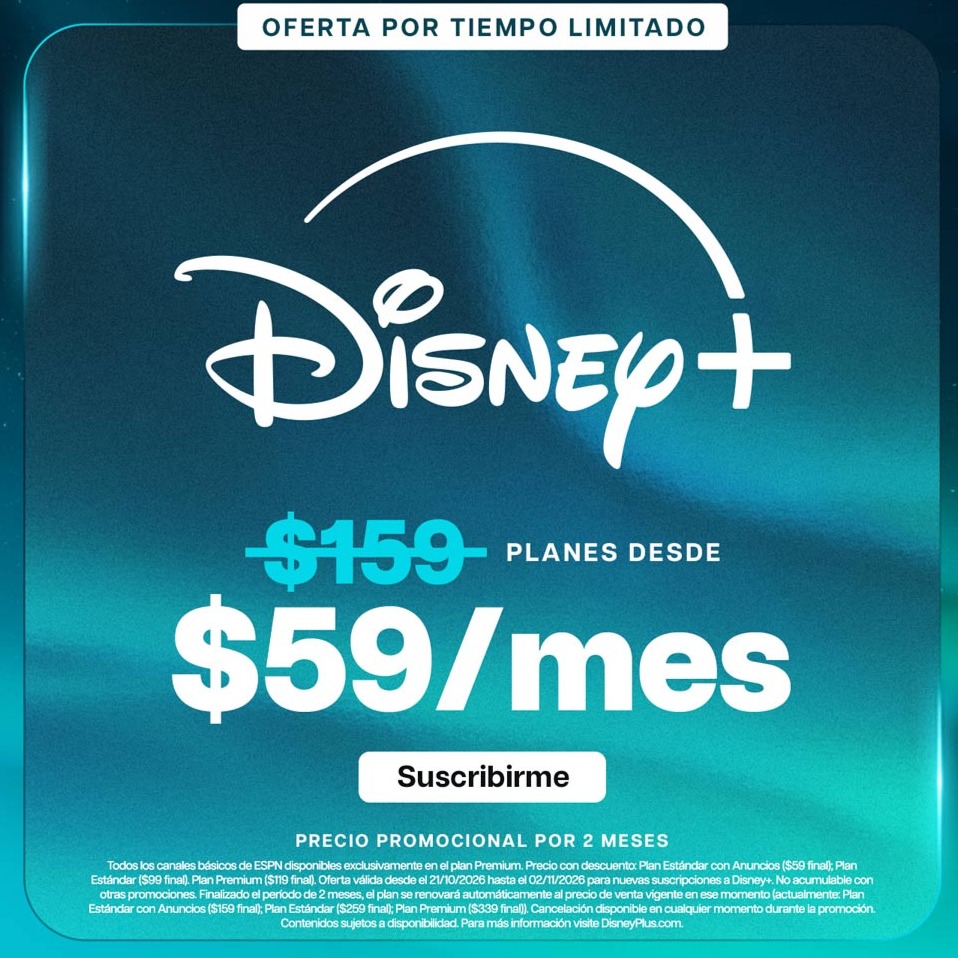 Disney+ está de oferta desde 59 pesos al mes durante dos meses en México (válido del 21 de octubre al 2 de noviembre)