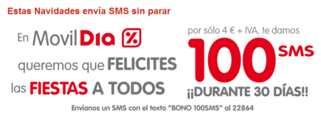 MóvilDía también tiene promoción de navidad, 100 SMS por cuatro euros