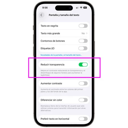 Reducir Transparencia Ios
