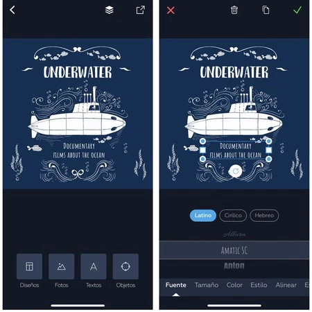 Crello のインターフェイスには多くのオプションがありますが、iPhone の使用に慣れている人なら誰でも問題なく習得できるインターフェイスで配布されています。
