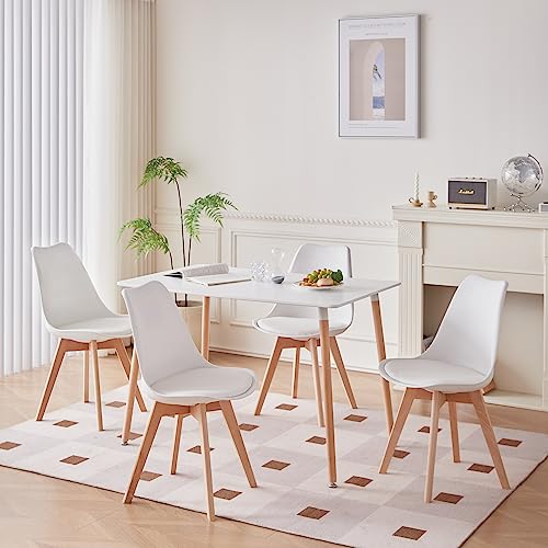 BenyLed Juego de Comedor Mesa Rectángulo con 4 Sillas
