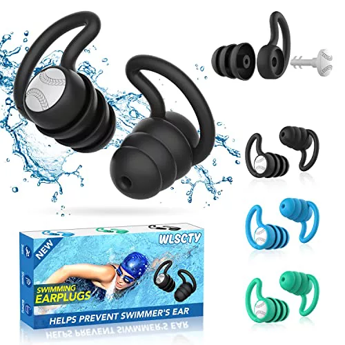Tapones para los oídos de natación para adultos - Impermeables reutilizables de silicona suave tapones para los oídos para la ducha, natación