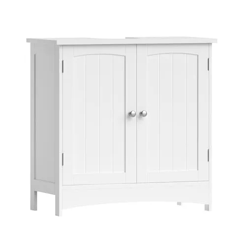 VASAGLE Aramrio de Lavabo, Armario debajo de Lavabo, con 2 Puertas, Estante Ajustable