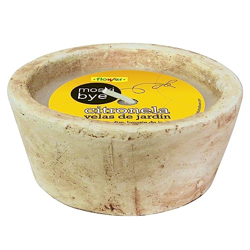 Flower - Vela de Citronela | Vela Decorativa para Jardín y Terraza | Ahuyenta Mosquitos y Moscas | Aroma Refrescante de Citronela, No Aplica color, Tamaño 13x13x5.8 cm, Material Parafinas
