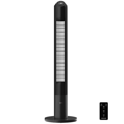 Cecotec Ventilador de Torre EnergySilence 9150 Skyline Smart Design de 46", 45 W, Pantalla LED táctil Mando a distancia, 3 Velocidades, 4 Modos, Temporizador 12h, Oscilación 70º