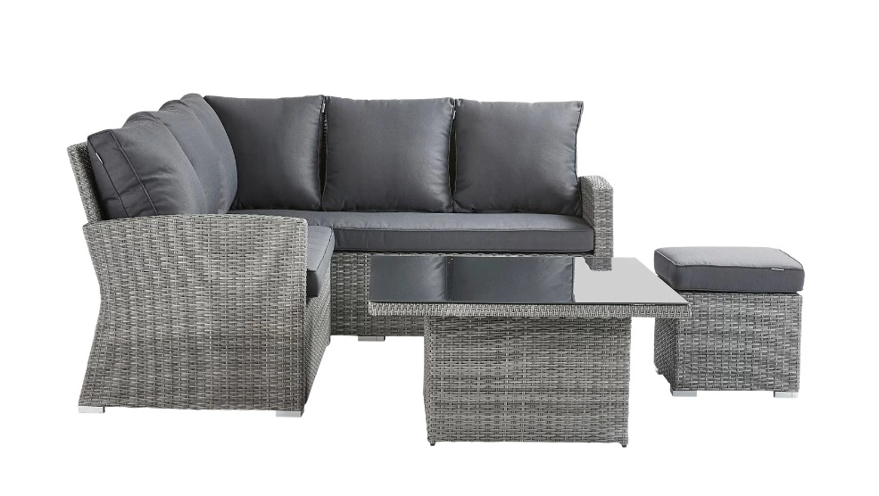 Set de muebles de porche NATERIAL Davos de aluminio y ratán 6 personas