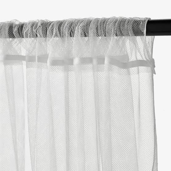 LILL: Cortinas de red, pack de 2 unidades, blanco/con bolsillo para barra, 280x300 cm