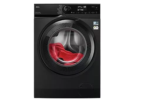 AEG LFR7394V4B Lavadora de Carga Frontal 9 Kg, 1400rpm, Libre Instalación, Motor Inverter, Programa Rápido, Función Vapor, Display LCD XXL, Bloqueo infantil, Negro, Clase A