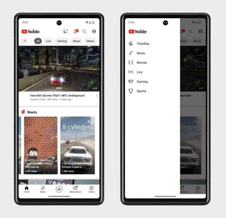 Nueva Pestana Explorar Youtube Android