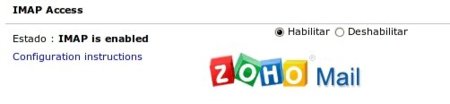 Zoho mail, ahora con acceso IMAP