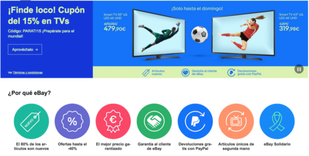 Finde loco en eBay: 15% adicional en televisores con este código de descuento