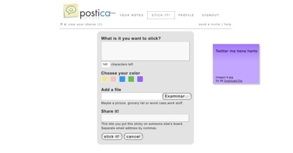 Posti.ca, tablón con notas con posibilidad de adjuntar archivos