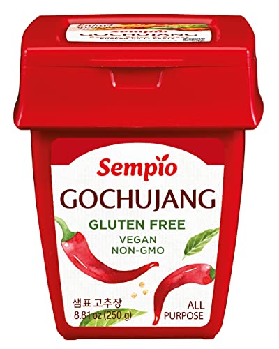 Sempio Gochujang (250g) - Pasta de Chile Coreano, Dulce, Agria, Sabrosa y Picante. Salsa de Pimiento Rojo para Tteokbokki, Comida Coreana. Vegana, No Transgénica