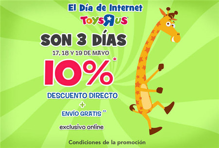 Celebra el Día de Internet en Toys'r'us, con un descuento directo del 10% en las compras realizadas hasta el domingo