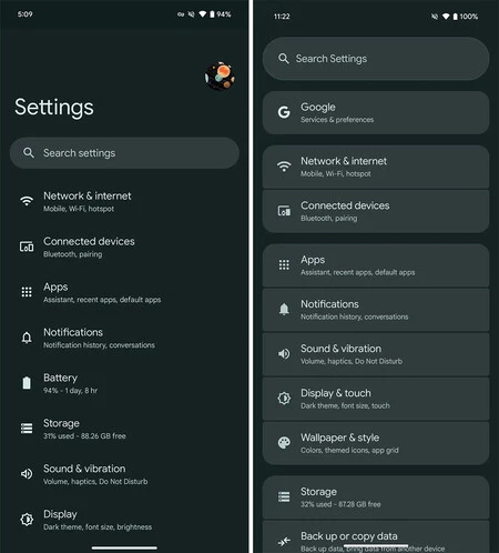 調整前と調整後。 9to5Google のスクリーンショット