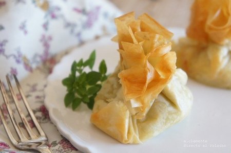 Saquitos de pesto y zamburiñas