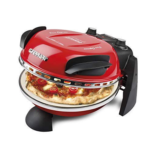 G3 Ferrari G10006 - Piedra refractaria única, Pizza Express Delizia, Horno Pizza, 1200W, 400°C, Rojo