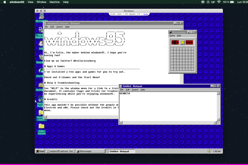 El Windows 95 que funciona como una app en Windows 10, Linux y Mac