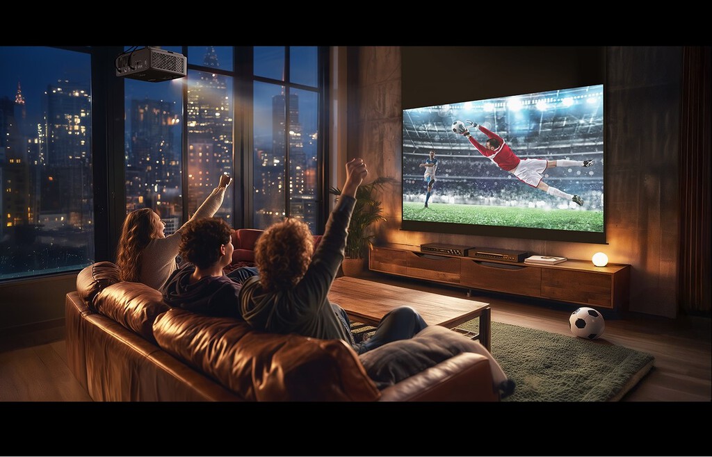 El nuevo proyector 4K con doble láser de Optoma quiere que nos olvidemos de las teles gigantes: hasta 320" con altavoz integrado