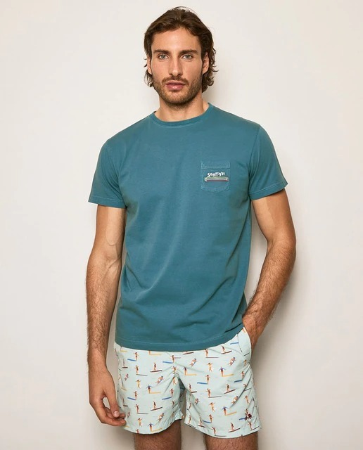 Camiseta de hombre en color azul de manga corta