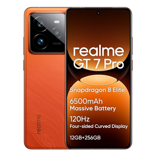 realme GT 7 Pro Smartphone 5G，12GB+256GB Telefono Movil,Snapdragon 8 Elite, 6,78" 120Hz Pantalla RealWorld Eco,50 MP Cámara Instantáneas Ultranítidas,6500mAh,Dual SIM Android 15,NFC,No Carga,Naranja