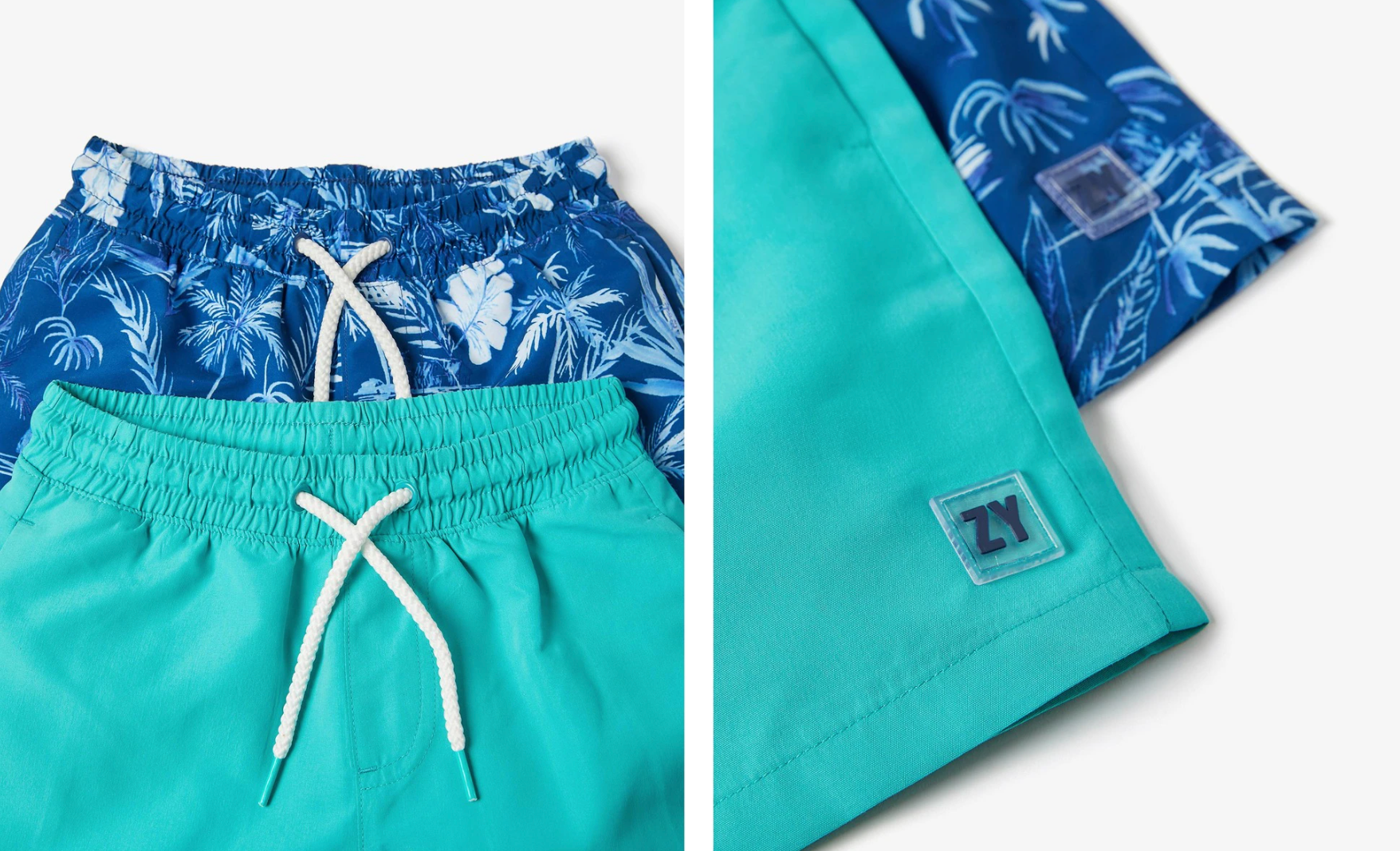 Pack de 2 bañadores de niño en azul con cordón de ajuste