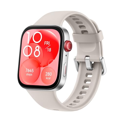 Huawei Watch FIT 3, Pantalla AMOLED de 1.82 Pulgadas, Diseño Ultrafino, Llamadas por Bluetooth, hasta 10 días de batería, Compatible con Android & iOS, Blanco