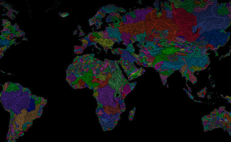 Todas las cuencas hidrográficas del planeta, expuestas de forma majestuosa en un sólo mapa