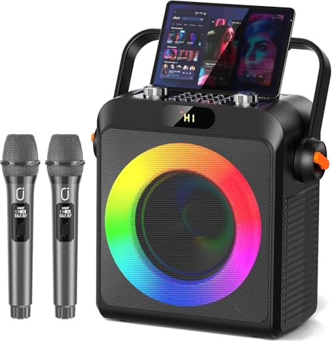 JYX Máquina de Karaoke, Bocina grande Bluetooth con 2 Micrófonos Inalámbricos