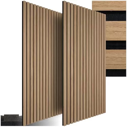 tectake® Paneles Acusticos Decorativos MDF, Chapa de Madera Real