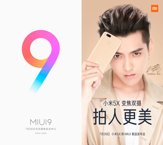 Miui 9 y Xiaomi Mi 5x 26 de julio