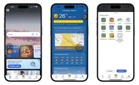 Bing アプリの天気セクション