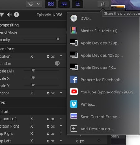 Compartir en FCPX