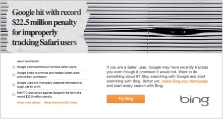 Microsoft anima a los usuarios de Safari a usar Bing y dejar Google