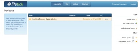 Lifetick, gestionando y planificando nuestras metas personales