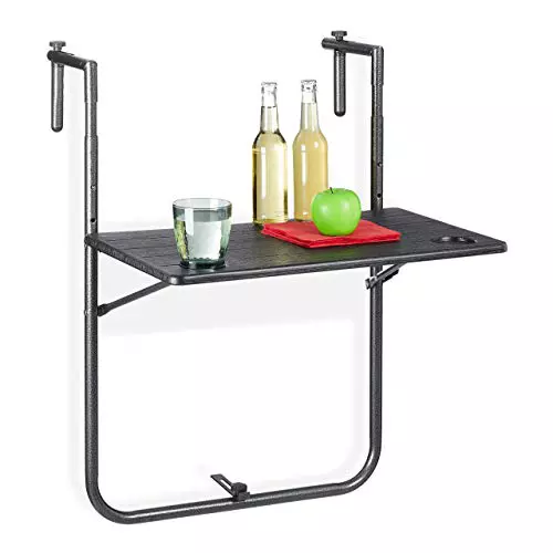 Relaxdays Mesa Plegable Balcón, 3 Alturas