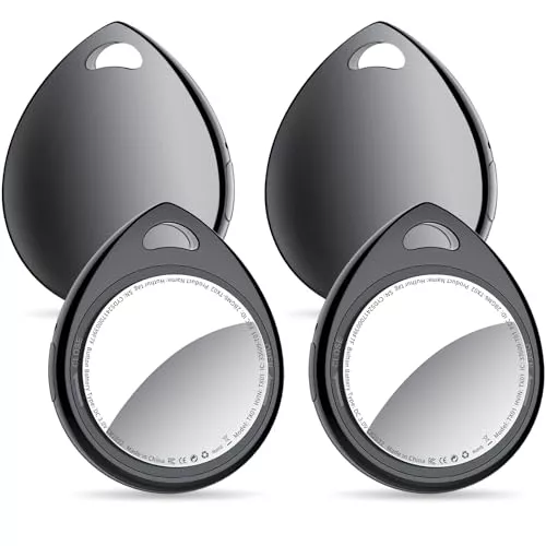 QCOQ® Air Tags 4 Pack 2026, Buscador de Objetos Bluetooth Compatible con Buscar Apple (Sólo iOS), Smart Localizador Bluetooth 5.3 para Llaves, Cartera, Equipaje, Mochila, Batería Reemplazable
