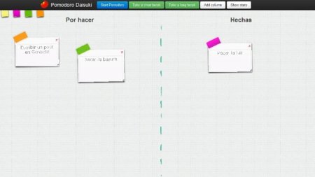 Pomodoro Daisuki: con un tablero para poner las tareas a completar