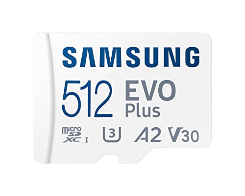 Samsung Evo Plus - Tarjeta de memoria microSD SDXC U3 Clase 10 A2 de 130 MB/s con adaptador SD 2021 (512 GB)