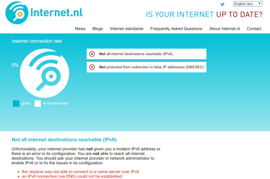 Is Your Internet Up To Date Do The Test On Internet Nl If You Comply With Ipv6