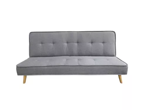 MUEBLIX.COM - Sofa Cama Alconaba 3 Plazas, Sillón Cama, Cama Sofa, con Mesa Abatible, Tapizado Poliéster Sintética, Estructura y Patas de Madera Maciza, Sofa de Diseño, Color Gris