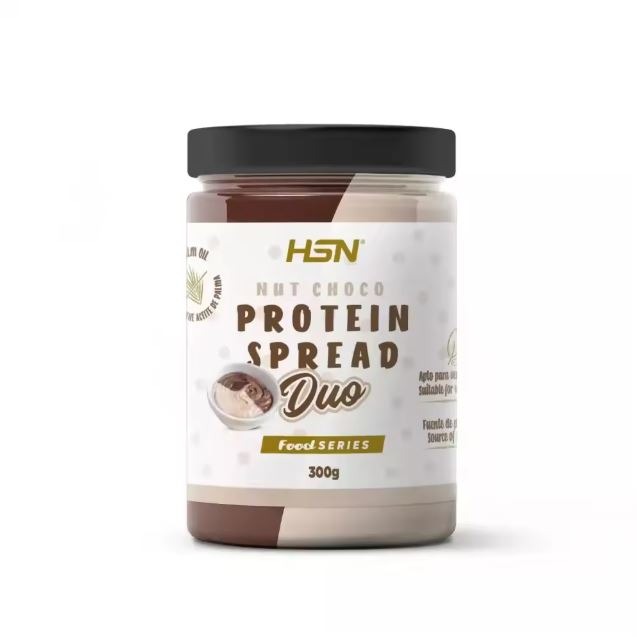 Crema Hiperproteica NutChoco DUO de HSN | 300g | Doble Sabor Chocolate y Avellanas + Chocolate blanco | 25% de Proteína Whey Protein | Sin Aceite de Palma
