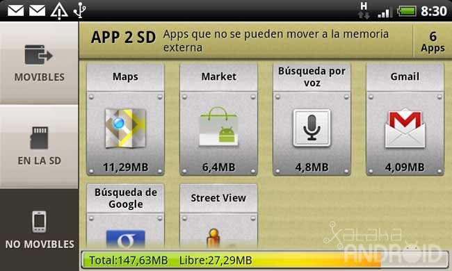 Aplicaciones de Google que no se pueden pasar a la SD
