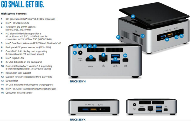 Los pequeños ordenadores Intel NUC dejan espacio a los