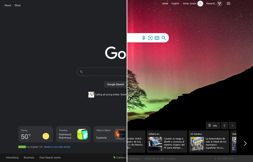 Google está probando una nueva página de inicio sospechosamente parecida a Bing y Yahoo! 