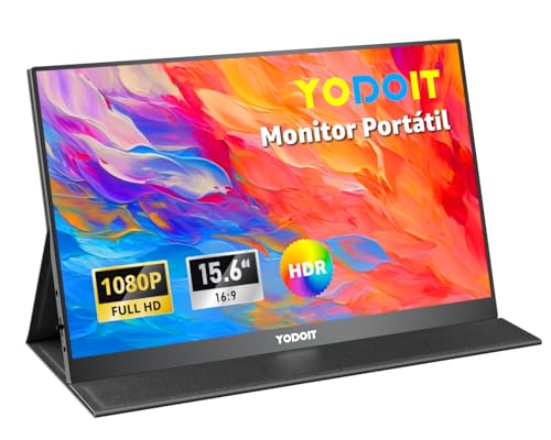 Yodoit Monitor Portátil 15.6 Pulgadas, IPS FHD 1080P USB Type-C Pantalla para Laptop, MacBook PC Xbox PS4/5 Nintendo Switch