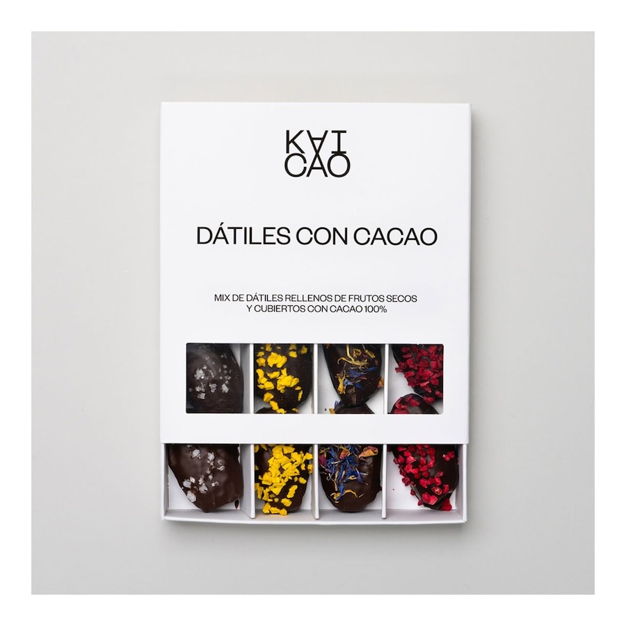 Kaicao - Dátiles rellenos de frutos secos y cubierto con cacao 100% Kaicao.