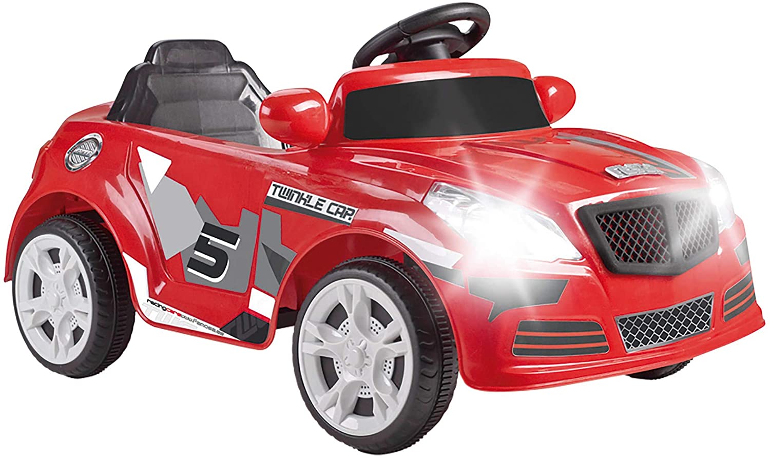 FEBER - Twinkle Car 12V R/C, coche eléctrico de 1 plaza, radiocontrol, 45 min de batería y detalles de coches: faros con luz, 2 marchas, acelerador y freno eléctrico, de 3 a 6 años, FAMOSA (800012263)