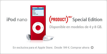Nuevo iPod nano (PRODUCT)<SUP>RED</SUP> de 8Gb
